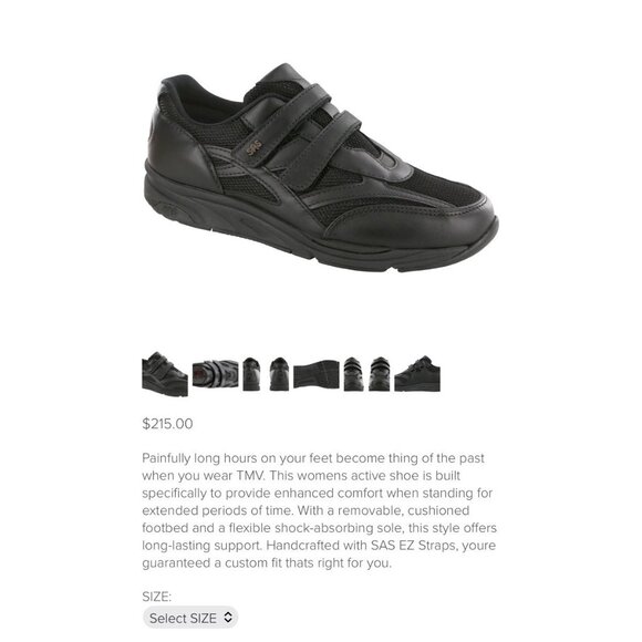 SAS TMV EZ Strap Sneaker Comfort Shoes Sneakers Size 8.5 Black - Picture 10 of 10